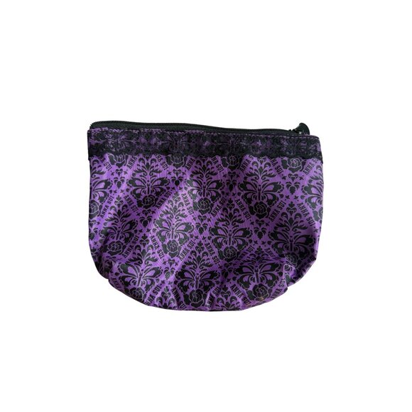 ANNA SUI Purple Black Patterned Makeup Travel Cosmetic Bag NEW NWOT - Picture 6 of 6